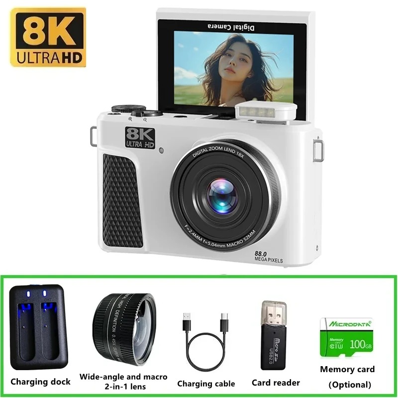 Digital Photo Frame Wifi - Цифровая камера WD300 8K, 88 МП,