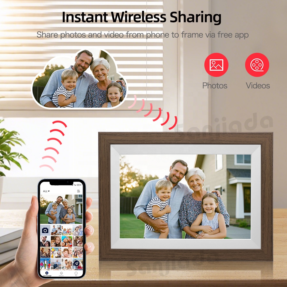 Digital Photo Frame Wifi - Цифровая фоторамка с Wi-Fi, 10,1 дюйма,